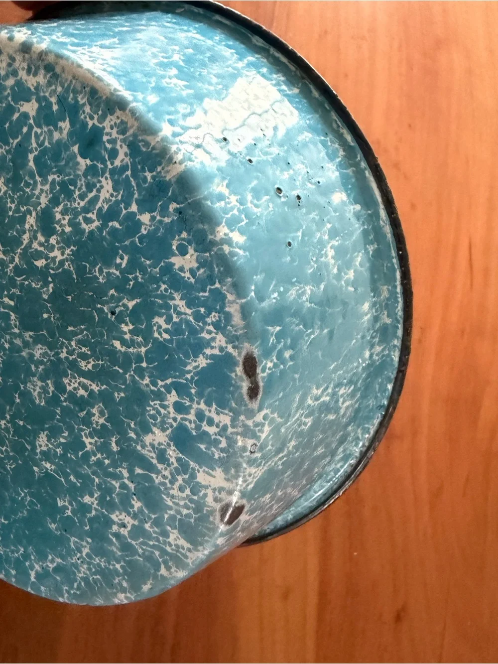 Blue Speckled Enamel Bakeware Bowl - Classic Kitchen Dish